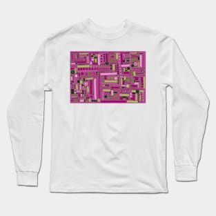 Funky Maze ~ Rose and Lime Green Long Sleeve T-Shirt